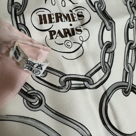 Hermes Pink, Cream & Brown 'Equipages' Silk Scarf - Picture 8 of 8